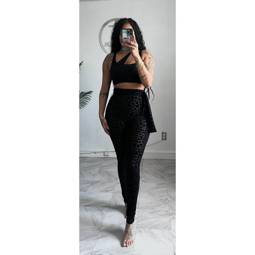 Black giraffe mesh  leggings