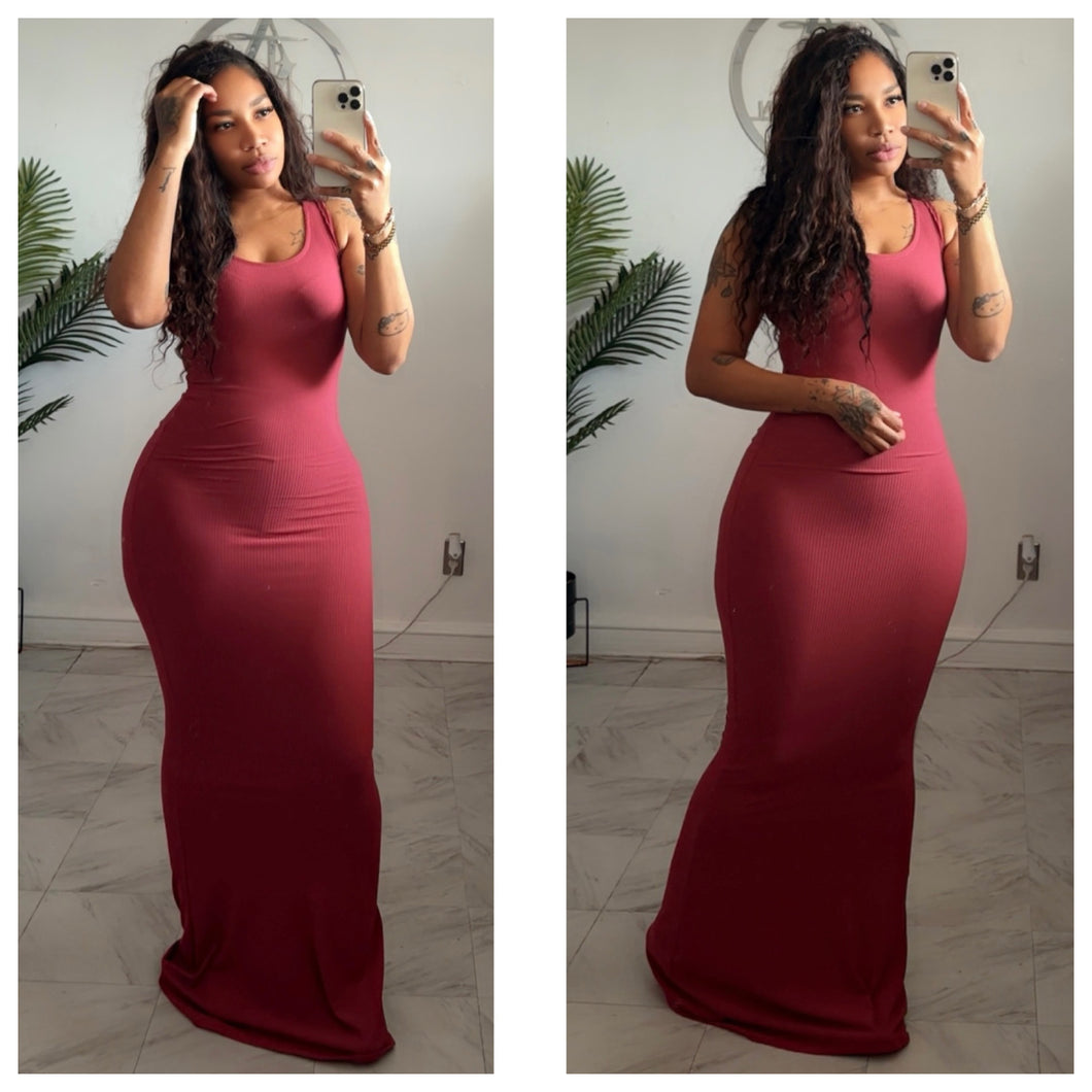 Melon ribbed maxi dress• ready to ship