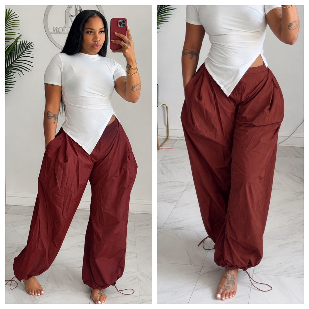 Cognac swish barrel pants