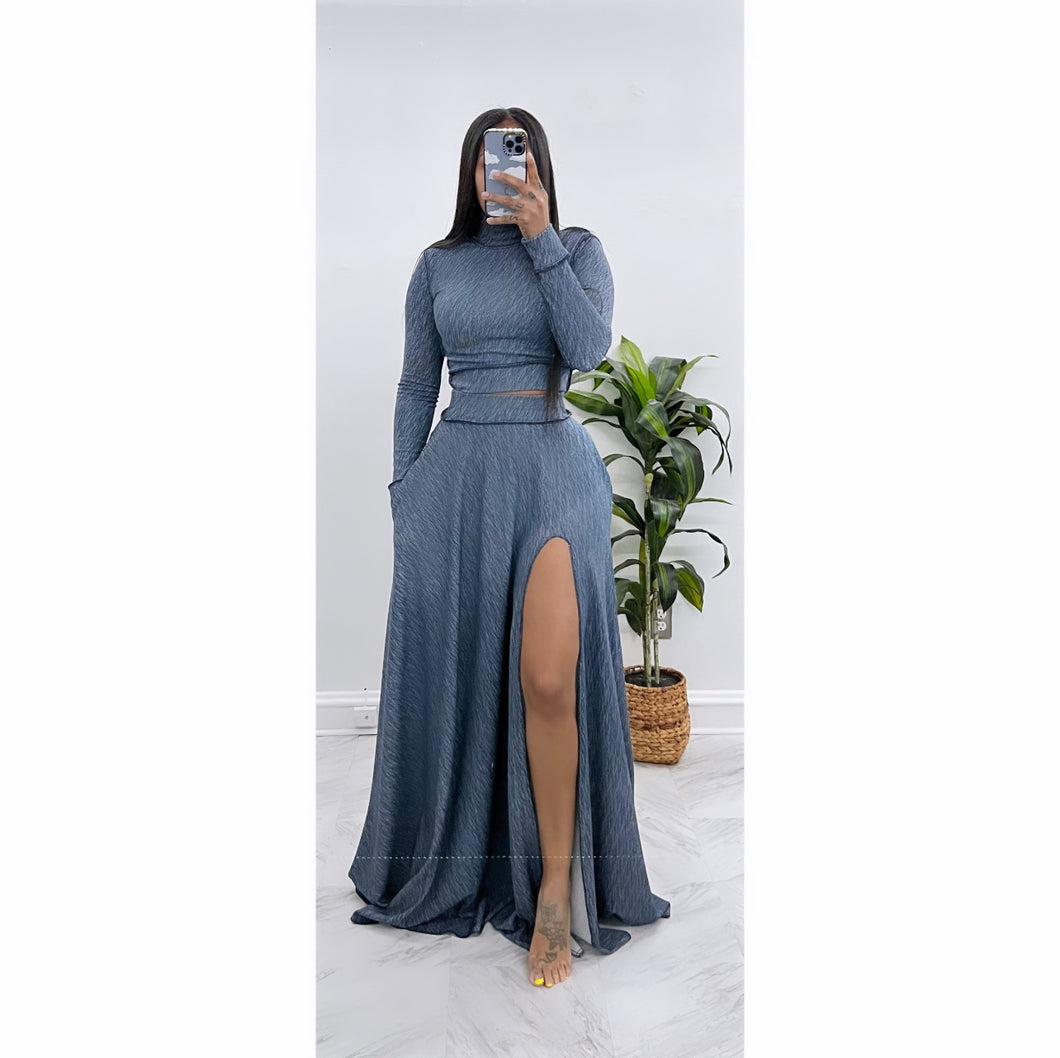 Denim look expose me 2 pocket skirt (SKIRT ONLY)