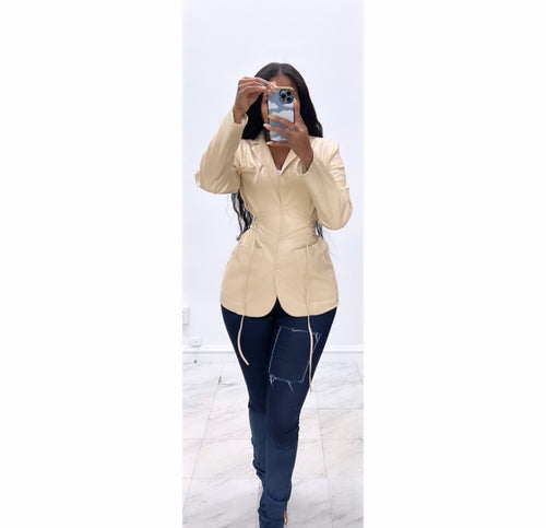Tie me up Leather blazer (46)